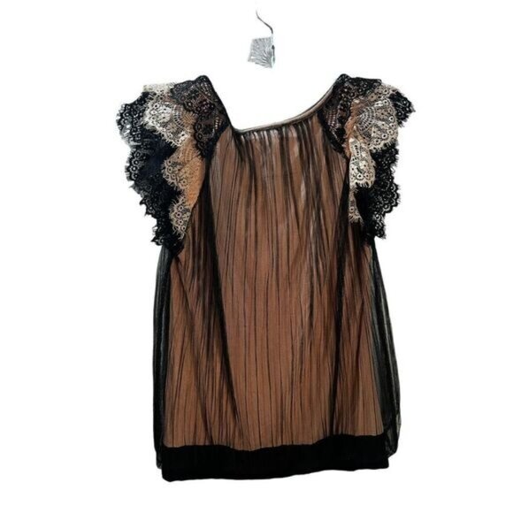 NWOT Vero Moda Nude Black Lace Blouse‎ Small - Picture 2 of 5